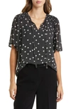 Masai Copenhagen Batian Print Tie Neck Blouse In Black