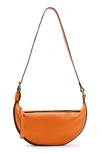 Allsaints Half Moon Leather Cross-body Bag In Pyrole Orange/antique Silver