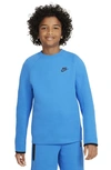 Nike Sportswear Tech Fleece Big Kids' (boys') Sweatshirt In Light Photo Blue/black/black