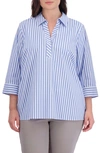 FOXCROFT FOXCROFT SOPHIA STRIPE THREE-QUARTER SLEEVE STRETCH BUTTON-UP SHIRT