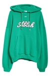 Off-white Oversize Football Logo Graphic Hoodie In Green