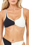 L*space Cardi Colorblock Bikini Top In Black/ Cream