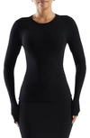 N By Naked Wardrobe Bare Crewneck Long Sleeve Top In Black