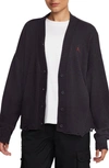 Jordan Distressed Cardigan In Off Noir/ Dune Red
