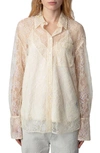 ZADIG & VOLTAIRE TYRONE SHEER LACE BUTTON-UP SHIRT