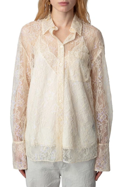 Zadig & Voltaire Tyrone Lace Button-front Shirt In Scout