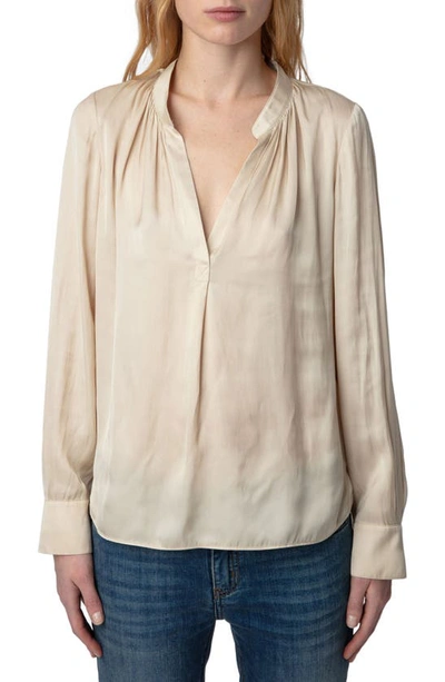 Zadig & Voltaire Tink Satin Tunic Top In Scout