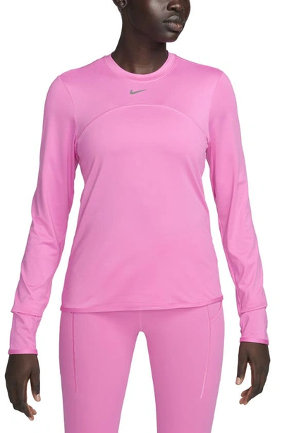 Nike Women's Dri-fit Swift Element Uv Crew-neck Running Top In Playful Pink