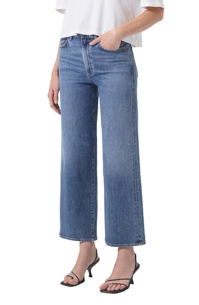 Agolde Harper Mid Rise Wide Ankle Jeans In Moor