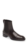 Tom Ford Burnished Leather Ankle Boot In Bruno