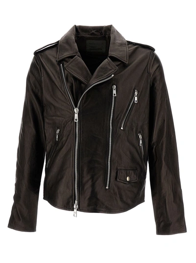 Giorgio Brato Black Zip-up Biker Jacket In Smooth Leather Man