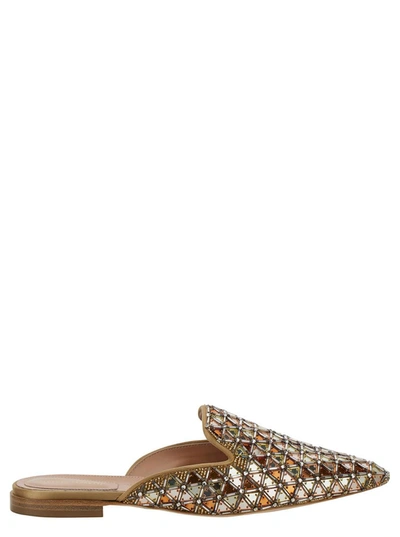 ALBERTA FERRETTI BROWN MULES WITH EMBROIDERIES IN LEATHER AND ACETATE WOMAN
