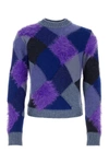 Marni Crewneck Rhombus Intarsia Sweater Ocean Blue In Checked
