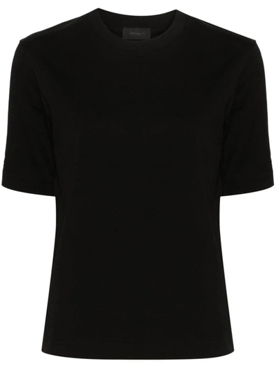 Moncler Embossed-logo Cotton T-shirt In Black