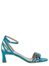 Alberta Ferretti Light Blue Sandals With Mirror-like Details In Leather Woman In Blu