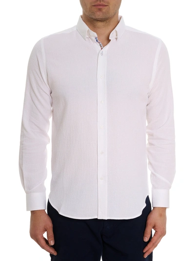Robert Graham Men's Reid Textured Cotton Sport Shirt In White