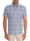 Robert Graham Fenwick Fish Print Short Sleeve Button-up Shirt In Blue