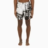 Alexander Mcqueen Alexander Mc Queen Abstract Print Swim Shorts With Logo In White