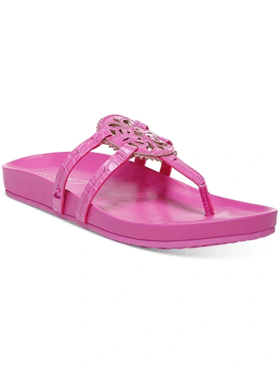 Circus By Sam Edelman Jules Womens Faux Leather Laser Cut Thong Sandals In Pink