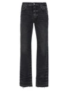 Amiri Frayed Release Hem Straight Leg Jeans In Black