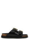Versace Leather Sandals With Double Buckle Design In Black