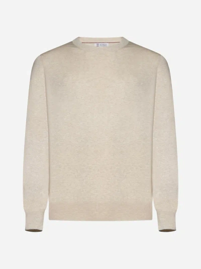 Brunello Cucinelli Cotton Sweater In Sand