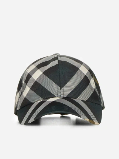 Burberry Check Baseball Cap In Green