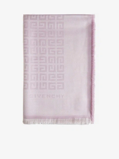 Givenchy 4g Silk And Wool Shawl In Pink,silver