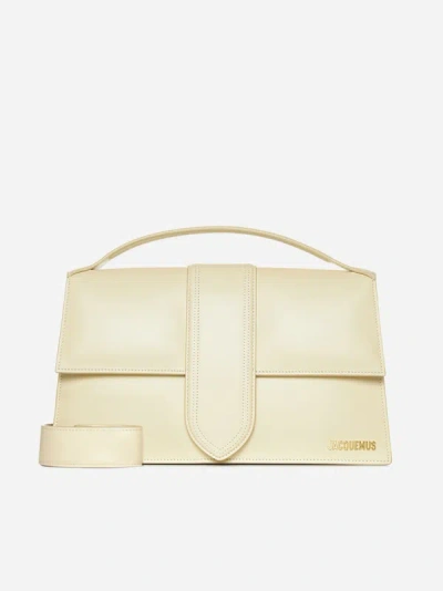 Jacquemus Leather Le Bambinou Top-handle Bag In Ivory