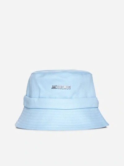 Jacquemus Le Bob Gadjo Cotton Logo Bucket Hat In Blue