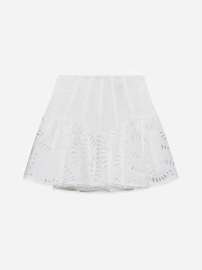 Charo Ruiz Favik Broderie Anglaise Miniskirt In White