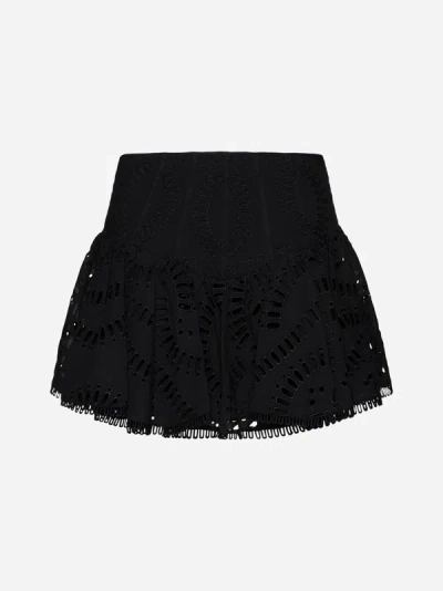 Charo Ruiz Favik Embroidered Peplum Miniskirt In Black