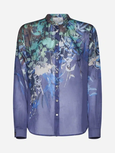 Forte Forte Forte_forte Printed Cotton And Silk Blend Shirt In Sky Dust