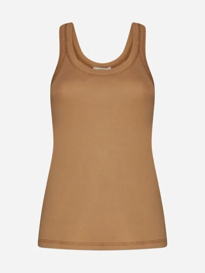 Lemaire Sleeveless Ribbed Tank Top In Burnt Sand
