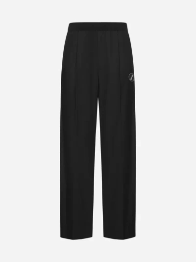 We11 Done Logo-patch Jersey Trousers In Black
