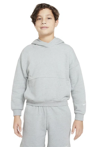 Nike Icon Fleece Big Kids' Oversized Pullover Hoodie In Grey
