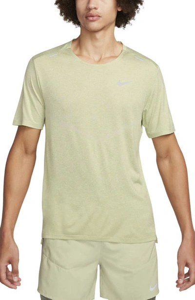 Nike Men's Rise 365 Dri-fit Short-sleeve Running Top In Olive Aura/ Heather