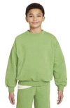 Nike Sportswear Icon Fleece Big Kids' Oversized Sweatshirt In Chlorophyll/sail/treeline