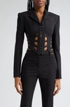 Dion Lee Cage Grosgrain-trimmed Twill Blazer In Black