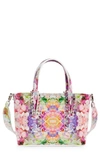 CHRISTIAN LOUBOUTIN MINI CABATA BLOOMING EAST/WEST PATENT LEATHER TOTE