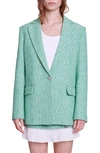 MAJE VRINNY TWEED ONE-BUTTON BLAZER