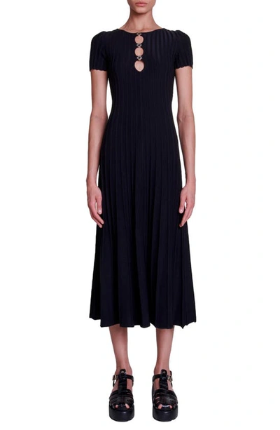 Maje Rib Knit Maxi Dress For Spring/summer In Black