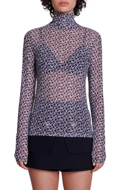 Maje Semi-sheer Patterned Top For Spring/summer In Black