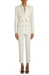 Tom Ford Double-breasted Blazer In Ecru/ Black