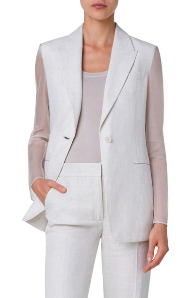 AKRIS TIZIANO ORGANZA & LINEN HERRINGBONE JACKET