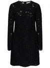 Elie Saab Floral-macramé Weaved Minidress In Nero