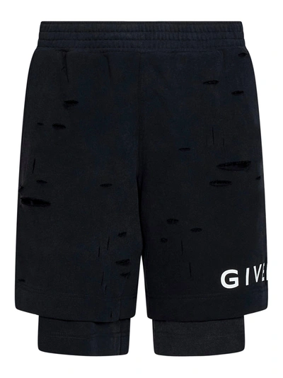 Givenchy Givenchhy Archetype Destroyed Effect Detailed Shorts In Nero