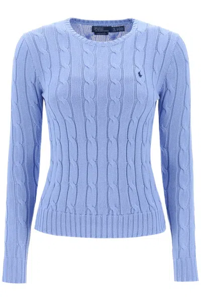 Polo Ralph Lauren Cable-knit Cotton Crewneck Sweater In Light Blue
