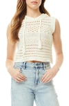 Love By Design Ellie Crochet Hooded Sweater In Bleached Sand