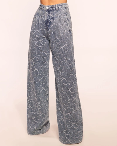 Ramy Brook Adley Embroidered Wide Leg Jean In Indigo Floral